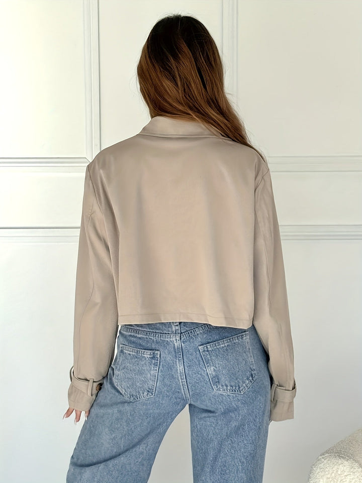 Marcelle | Caban chic court kaki à double boutonnage pour femme