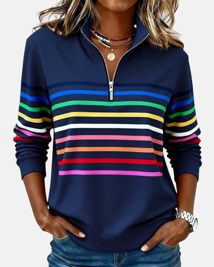 Victoire | Pull rayé à fermeture éclair pour femmes