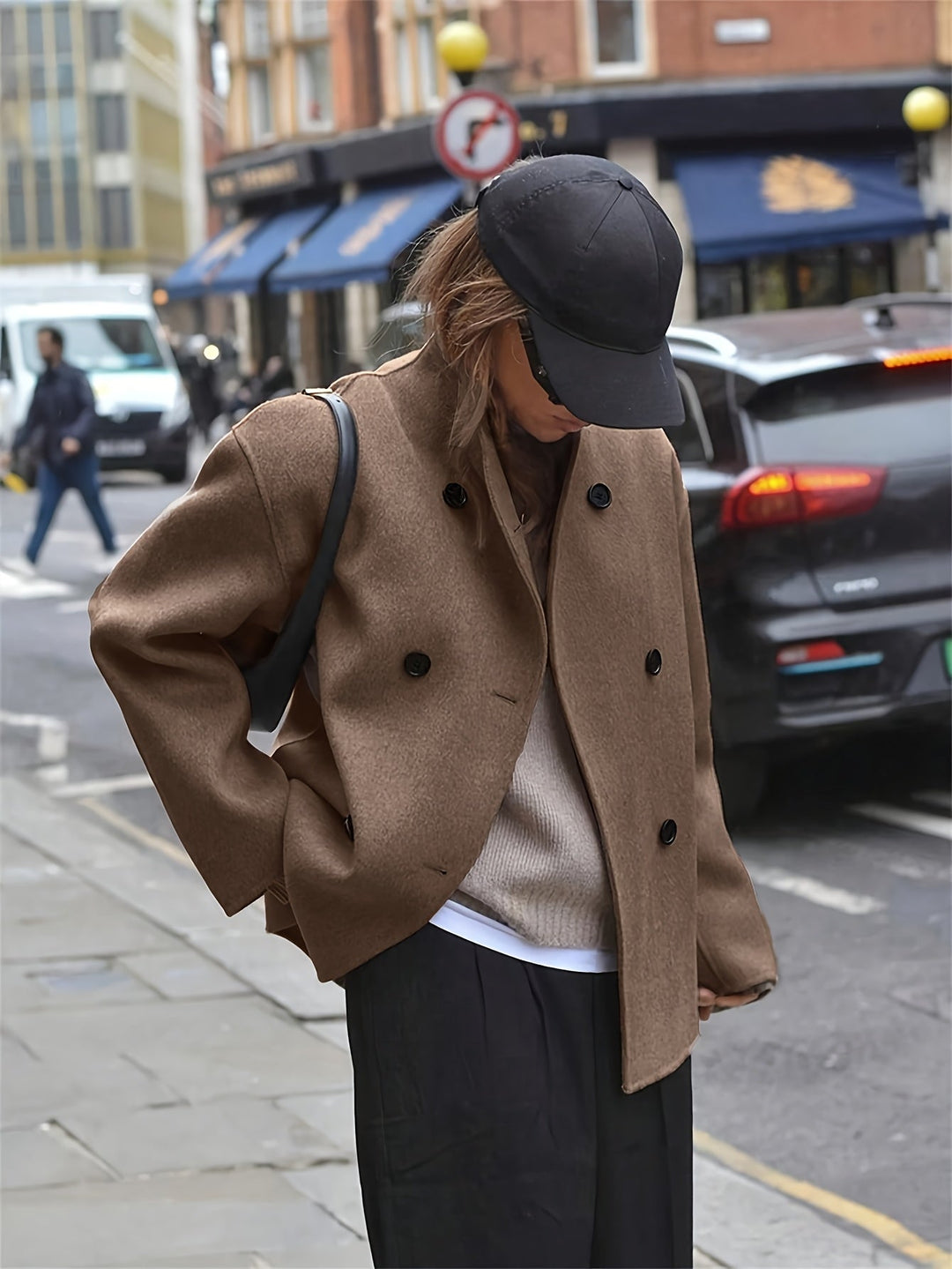 Maylis | Manteau caban long camel chic en laine pour femme