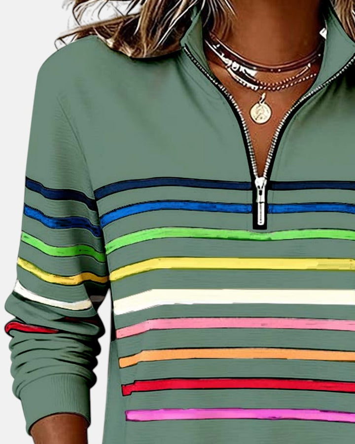Victoire | Pull rayé à fermeture éclair pour femmes