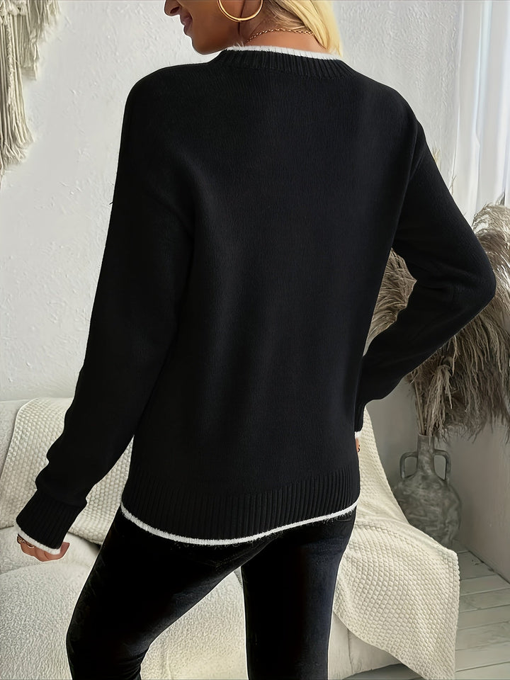 Rolande | Pull de Noël chic oversize en maille à manches longues et col rond pour femme