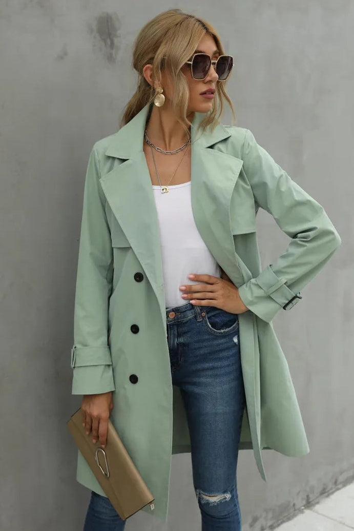 Ludmilla | Trench chic à double boutonnage et ceinture pour femme