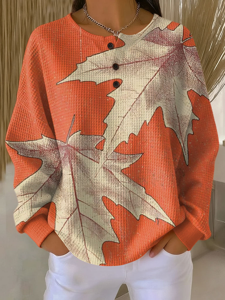 Justine | Pull chic en maille gaufrée à col boutonné pour femme