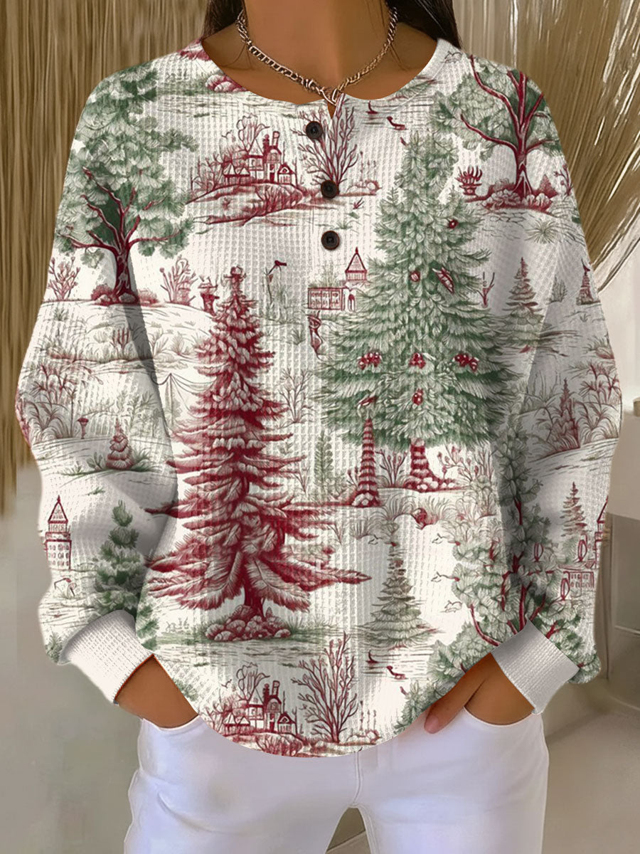 Justine | Pull chic en maille gaufrée à col boutonné pour femme