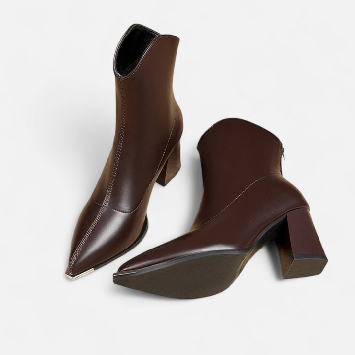 Céleste | Bottines chic pointues en cuir végan à embout métallique pour femme