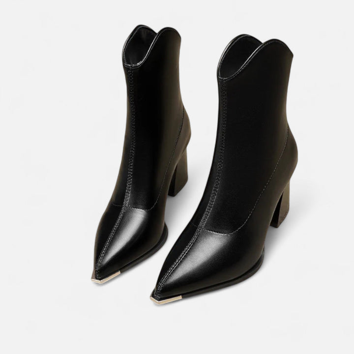 Céleste | Bottines chic pointues en cuir végan à embout métallique pour femme