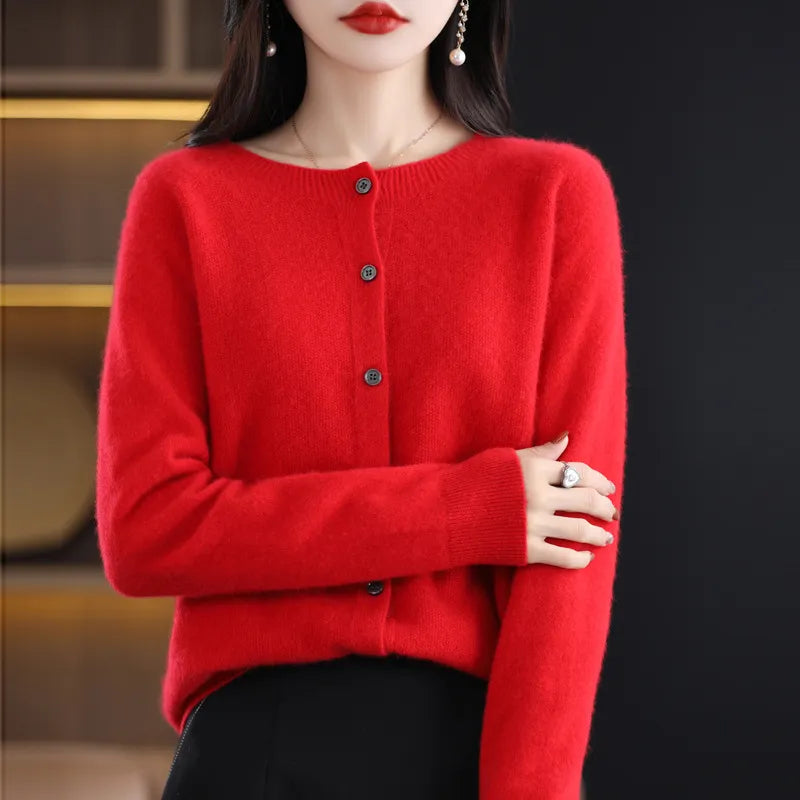Tessa | Cardigan élégant long en maille de laine pour femme