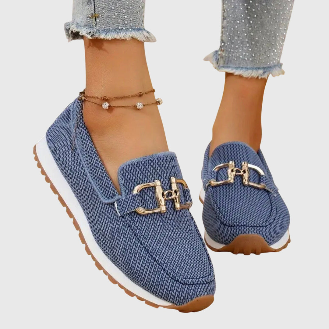 Lisette | Mocassins élégants en maille respirante à détail doré et semelle amortissante pour femme