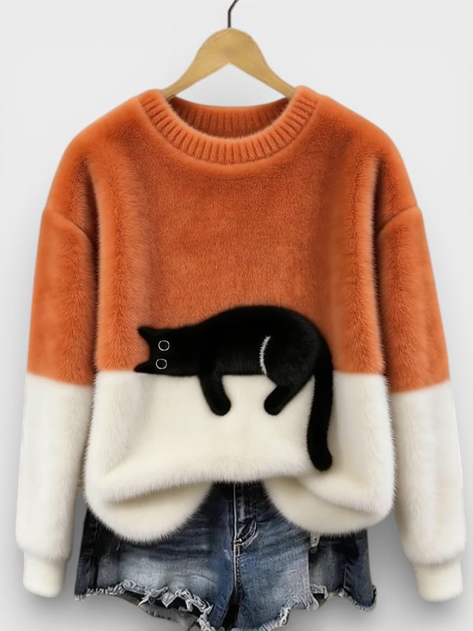 Camélia | Pull imprimé félin chic pour femmes