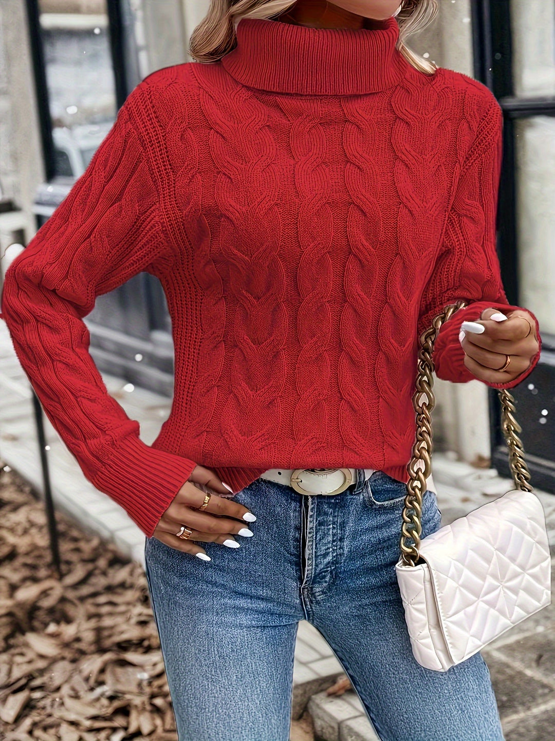 Mélisande | Pull chic à torsades col roulé pour femme