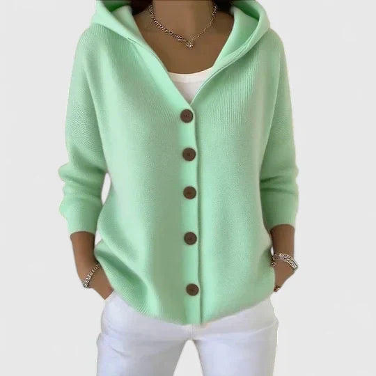 Jessica | Cardigan chic à capuche et boutons pour femme