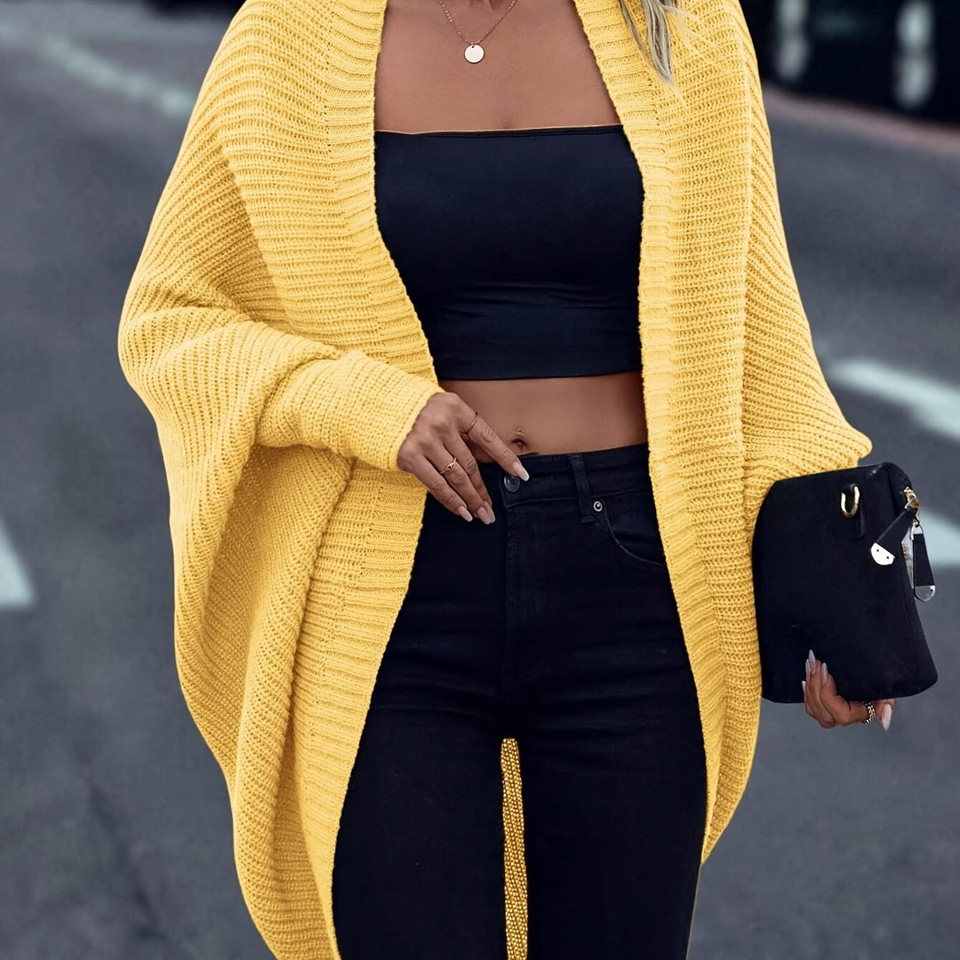 Élise | Gilet long chic oversize en grosse maille pour femme