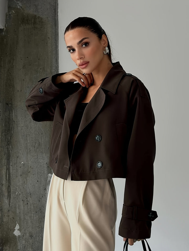 Ysaline | Manteau caban court chic croisé pour femme