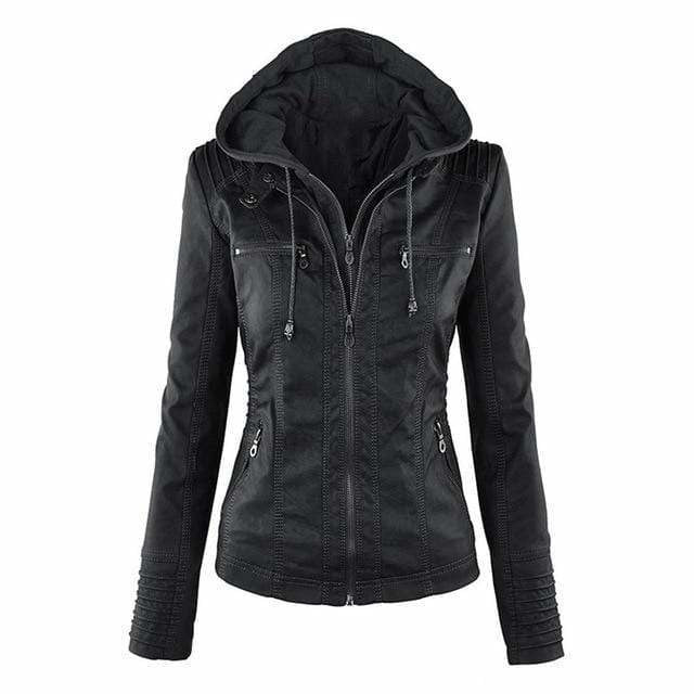 Colette | Veste chic à capuche vintage en similicuir pour femme