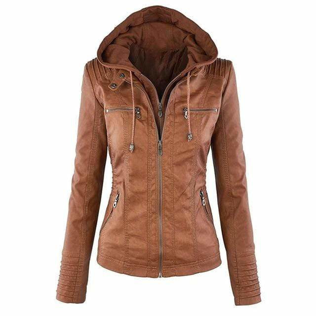 Colette | Veste chic à capuche vintage en similicuir pour femme