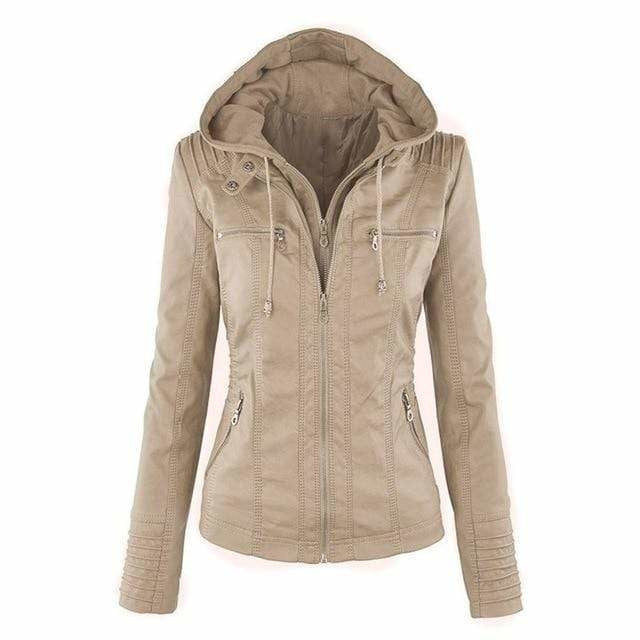 Colette | Veste chic à capuche vintage en similicuir pour femme