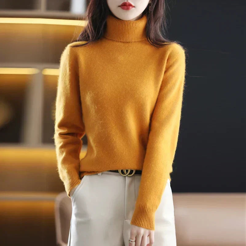 Eugénia | Pull d'hiver chic à col roulé en cachemire pour femme