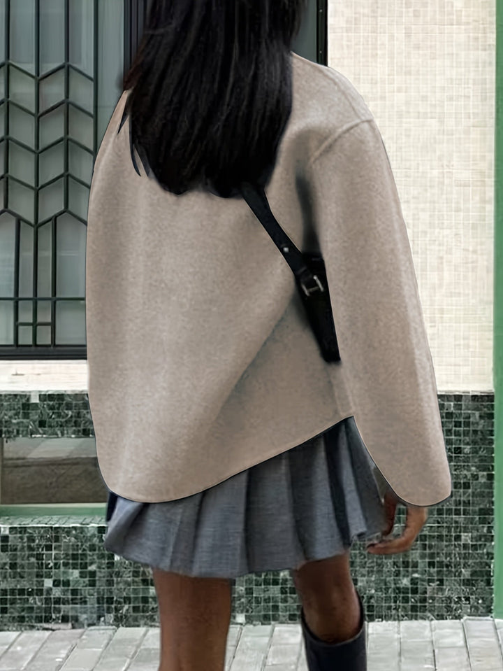 Emma | Caban chic court oversize en laine à double boutonnage pour femme