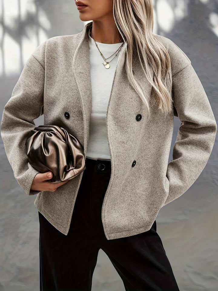 Carine | Manteau caban court chic oversize en laine pour femme