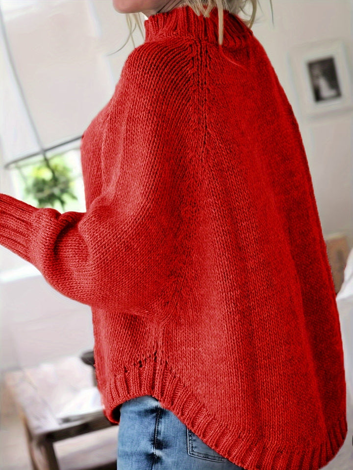 Claire | Pull élégant torsadé à col montant pour femme