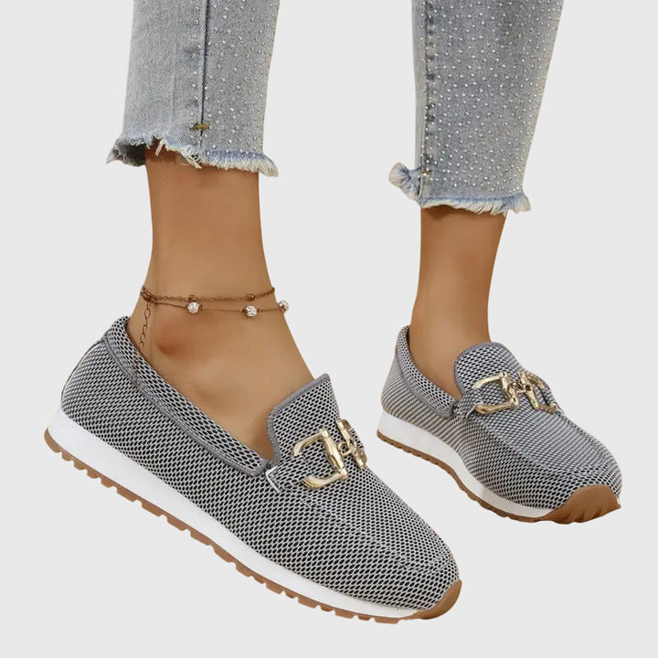 Lisette | Mocassins élégants en maille respirante à détail doré et semelle amortissante pour femme