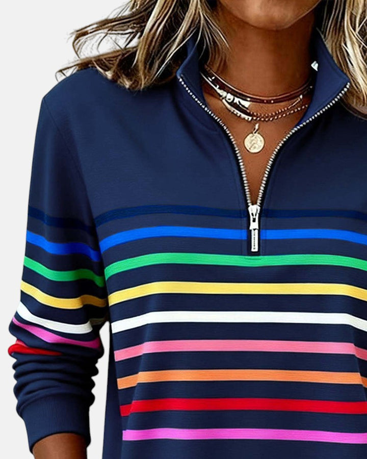 Victoire | Pull rayé à fermeture éclair pour femmes