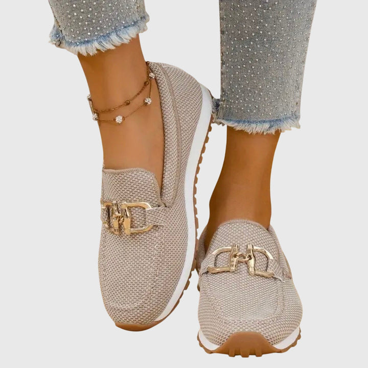Lisette | Mocassins élégants en maille respirante à détail doré et semelle amortissante pour femme