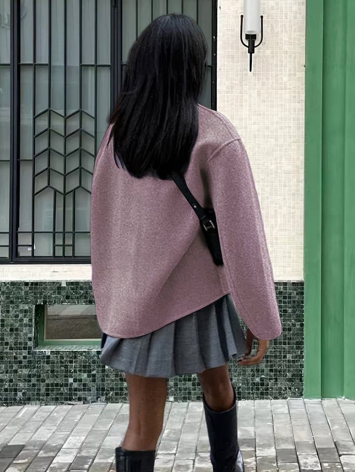 Emma | Caban chic court oversize en laine à double boutonnage pour femme