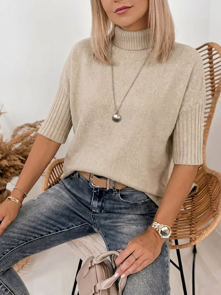 Thérèse | Pull élégant oversize en maille côtelée à col roulé pour femme