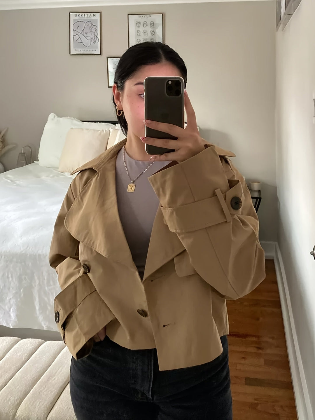 Ysaline | Manteau caban court chic croisé pour femme