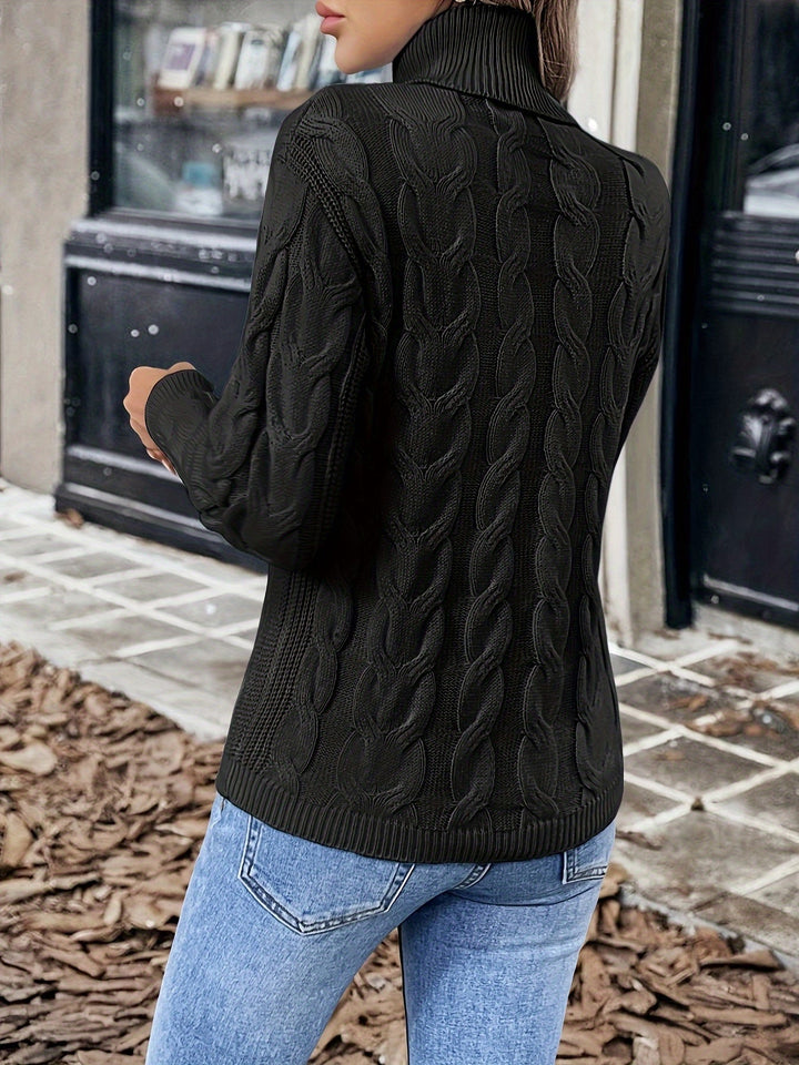 Mélisande | Pull chic à torsades col roulé pour femme