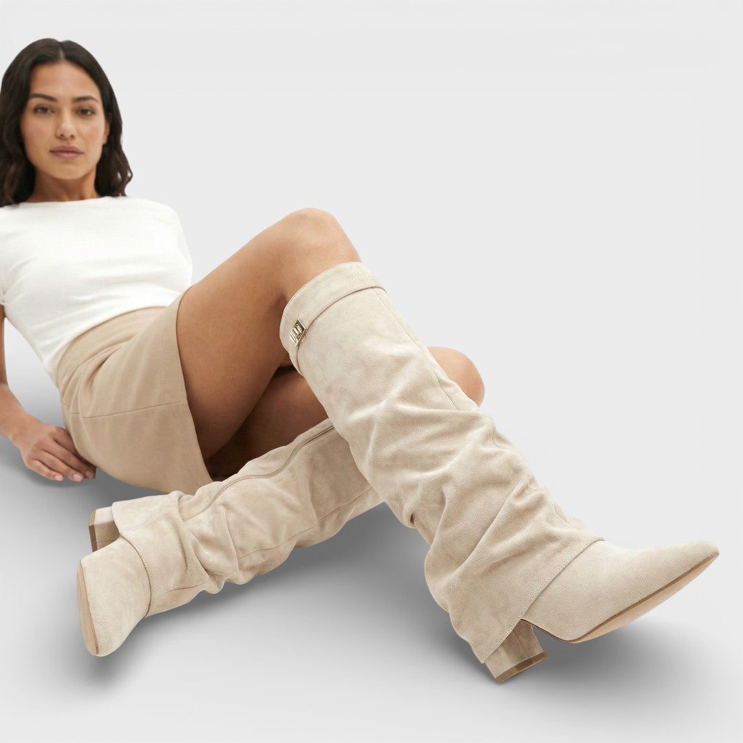 Angélique | Bottes chic à bout pointu froncées et boucle latérale pour femme