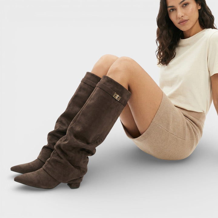 Angélique | Bottes chic à bout pointu froncées et boucle latérale pour femme