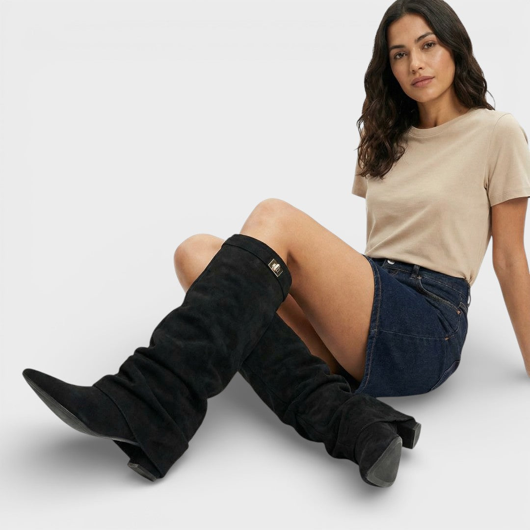 Angélique | Bottes chic à bout pointu froncées et boucle latérale pour femme