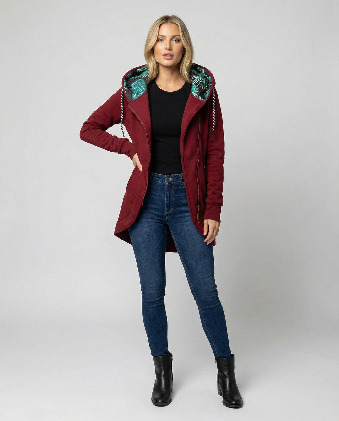 Béatrice | Veste élégante d'hiver en polaire à capuche pour femme