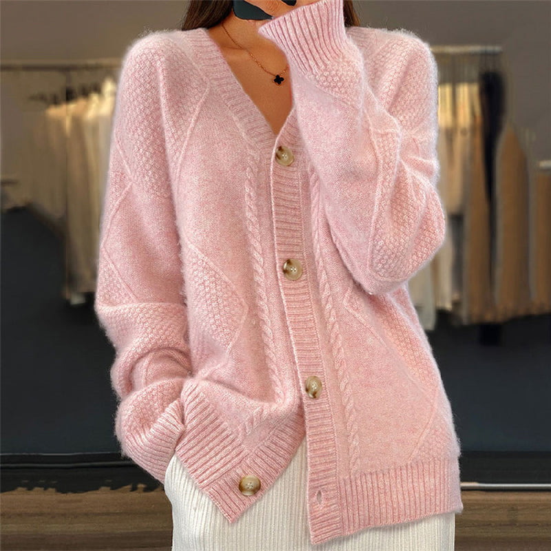 Georgette | Cardigan chic torsadé col V oversize pour femme