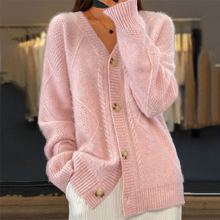 Georgette | Cardigan chic torsadé col V oversize pour femme