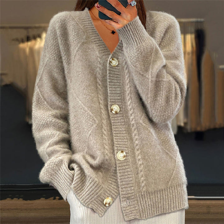 Georgette | Cardigan chic torsadé col V oversize pour femme