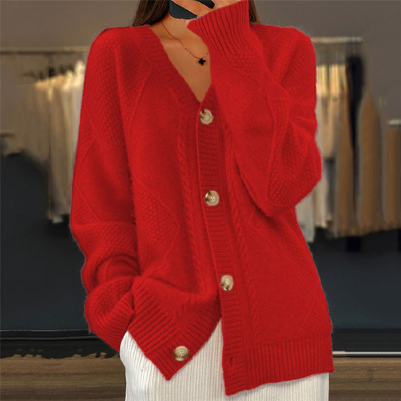 Georgette | Cardigan chic torsadé col V oversize pour femme