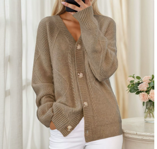 Georgette | Cardigan chic torsadé col V oversize pour femme