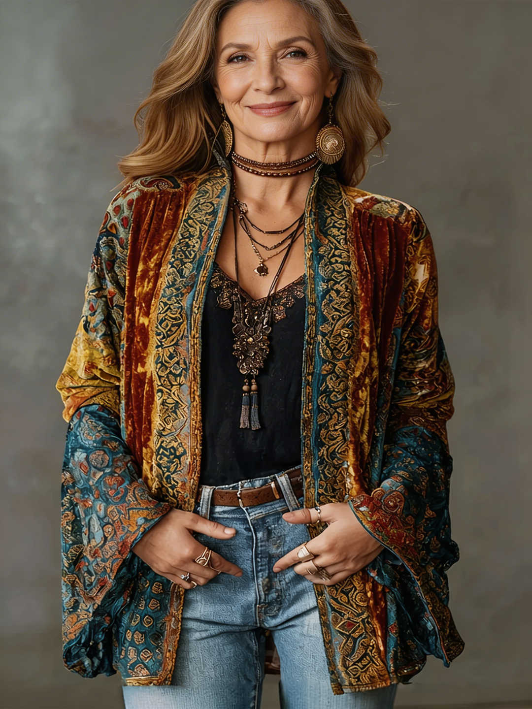Marguerite | Veste boho chic en velours pour femmes