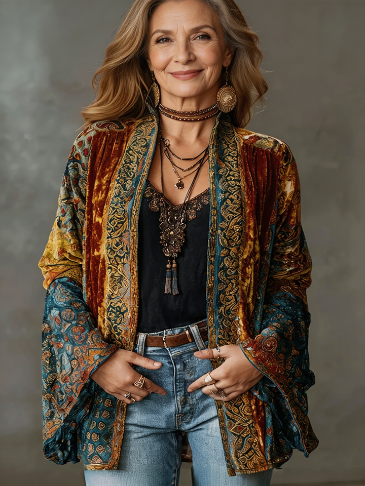 Marguerite | Veste boho chic en velours pour femmes