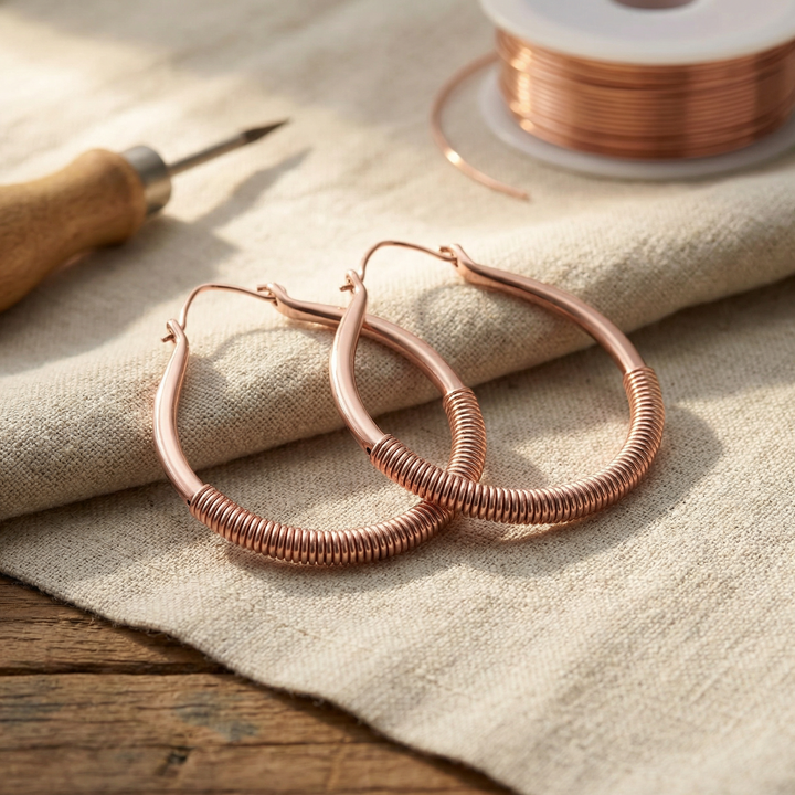 Boucles d'Oreilles en Cuivre Ruisseau