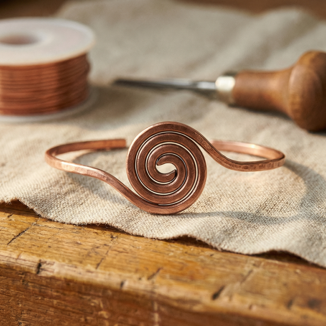 Bracelet de Cheville en Cuivre Spirale