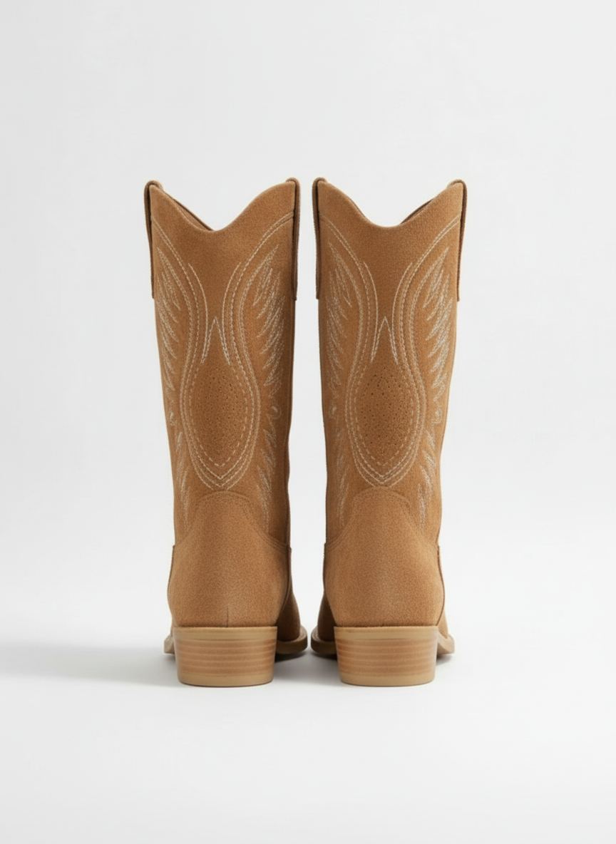 Yvonne | Bottes western chic en daim brodées pour femme