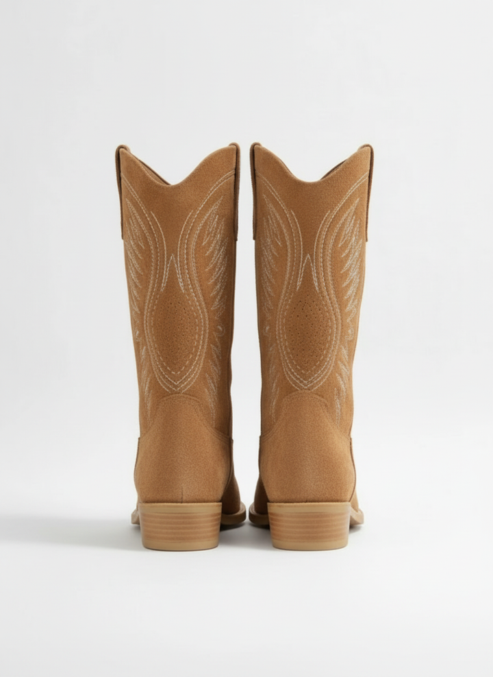 Yvonne | Bottes western chic en daim brodées pour femme