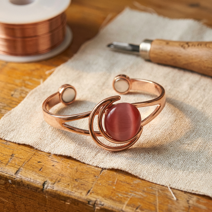 Bracelet en Cuivre Sphère Rose