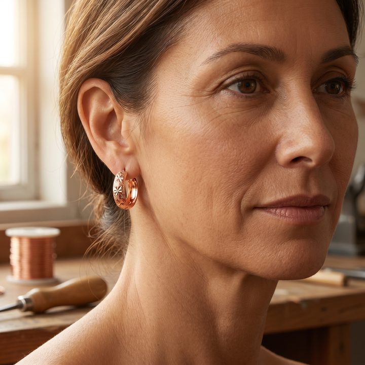 Boucles d'Oreilles en Cuivre Rosée