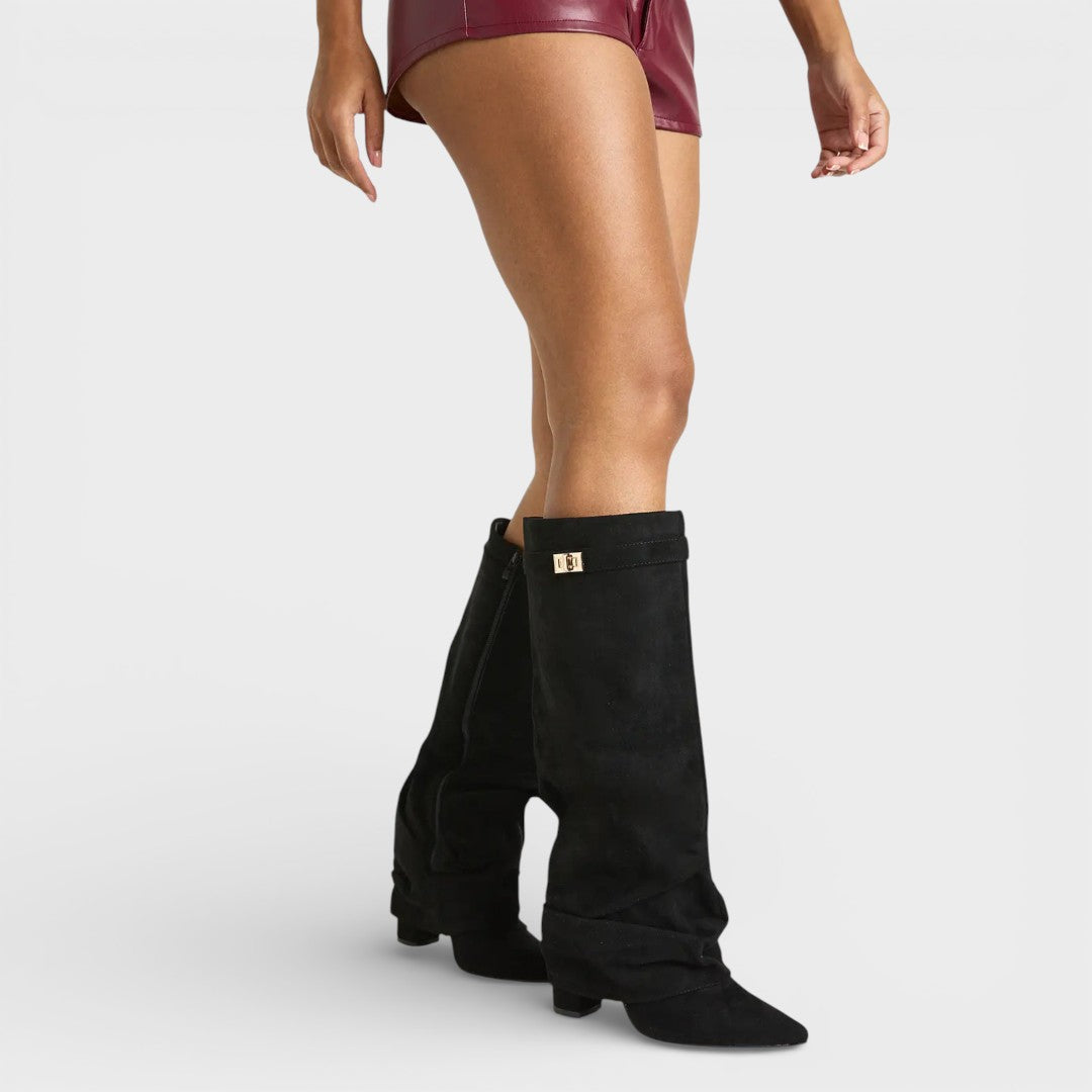 Angélique | Bottes chic à bout pointu froncées et boucle latérale pour femme
