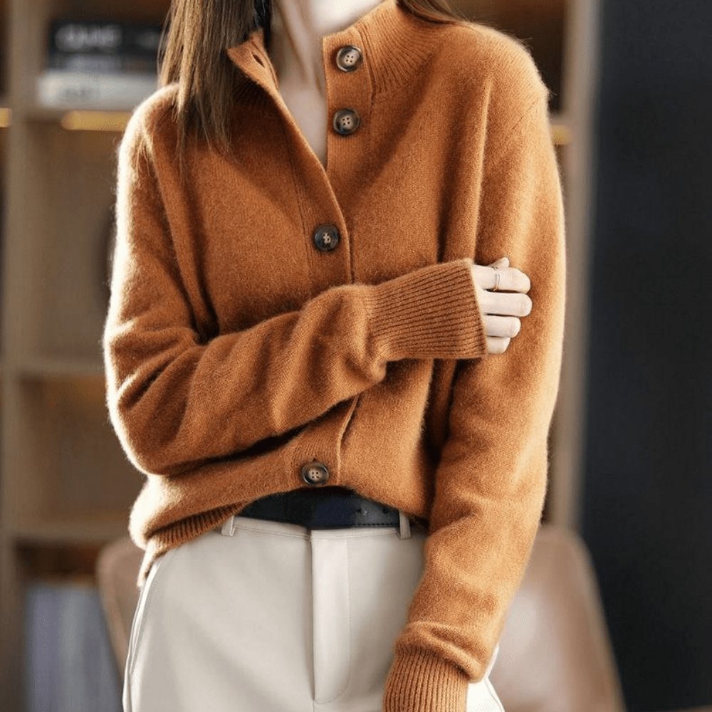 Colombe | Cardigan élégant à col montant en cachemire pour femme